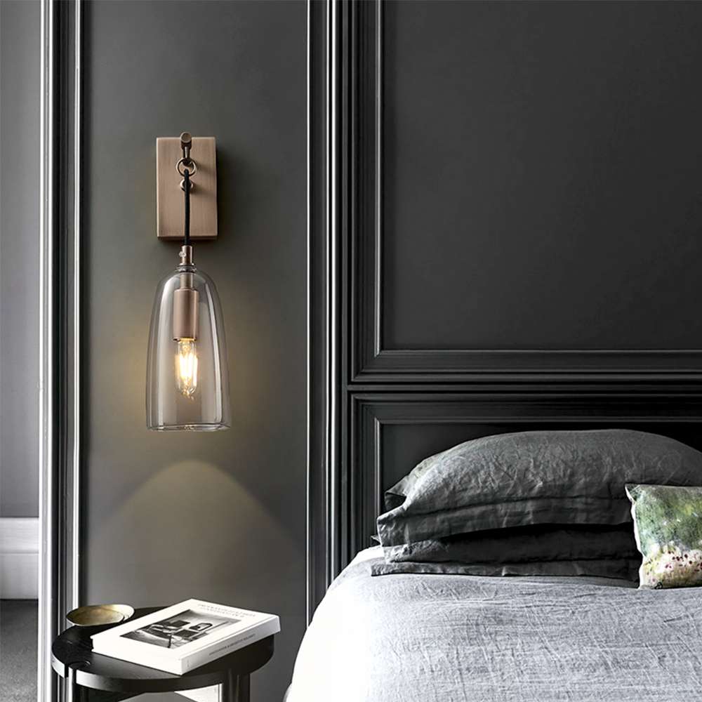 Modern Lure Clear Glass Shade Wall Sconces for Living Room - view 4