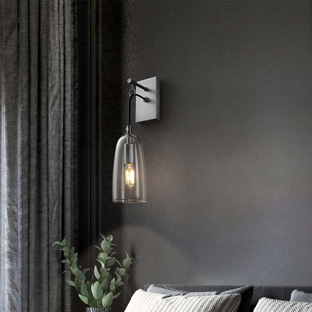 Modern Lure Clear Glass Shade Wall Sconces for Living Room - view 5
