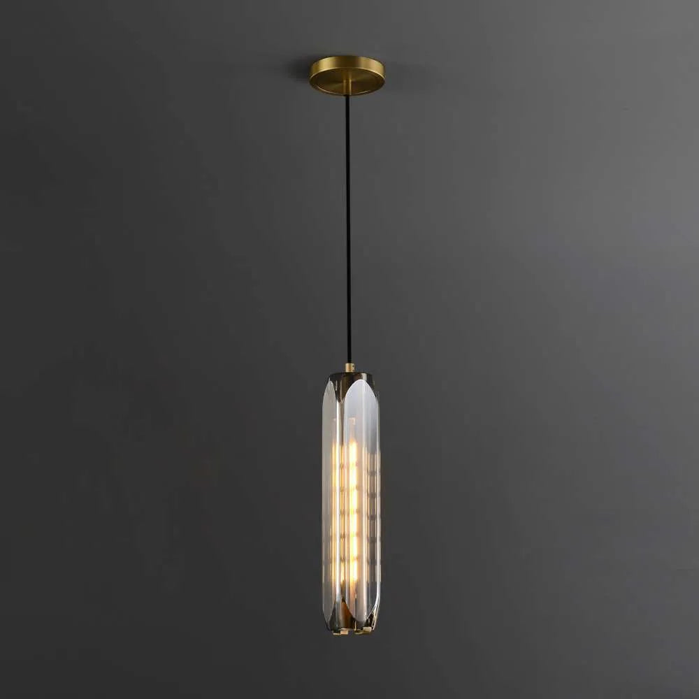 Modern Float Smoky Gray Glass Shade Cylinder Hanging Lamp - view 1