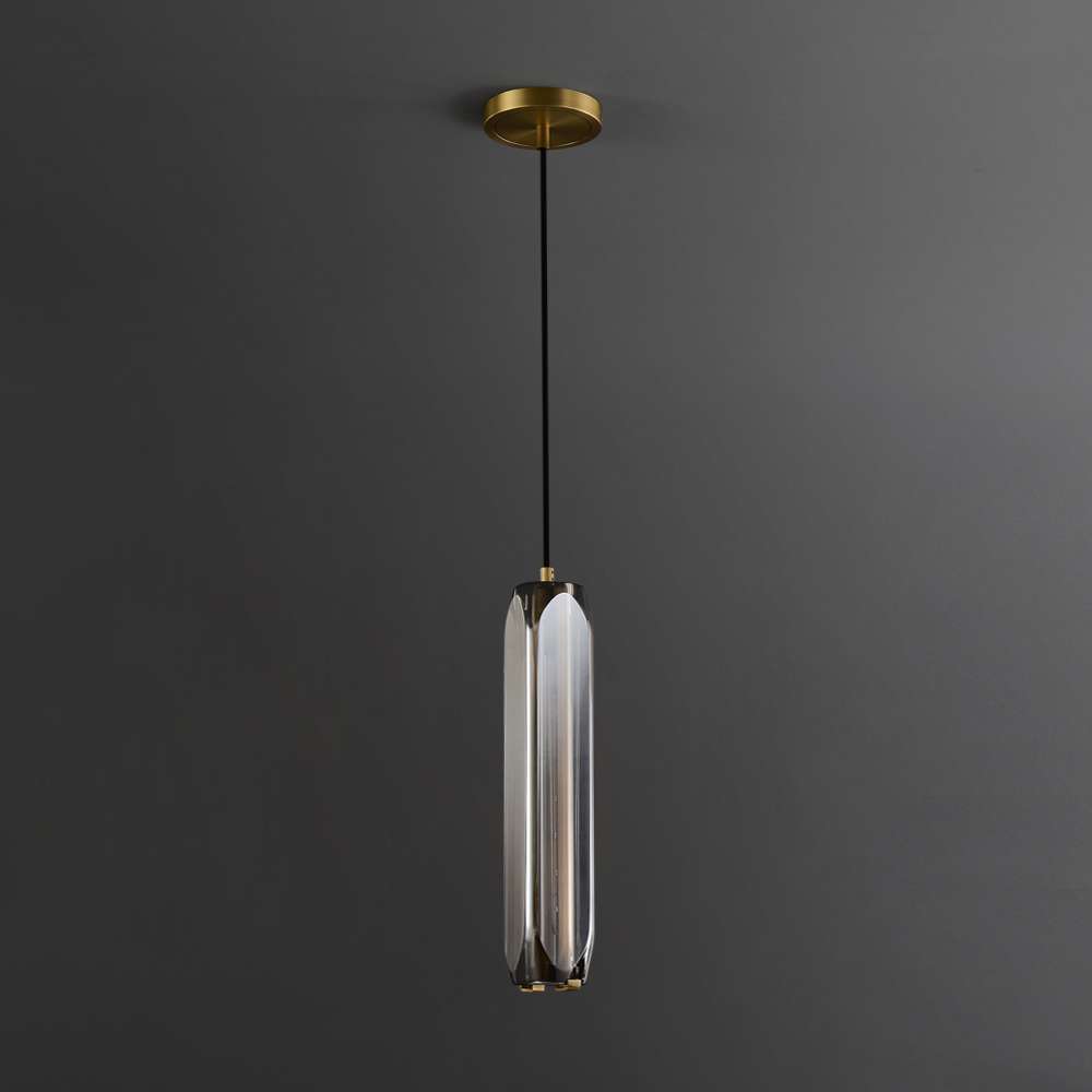 Modern Float Smoky Gray Glass Shade Cylinder Hanging Lamp - view 2