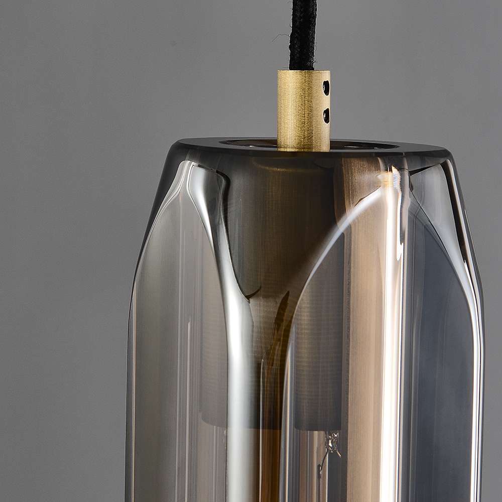 Modern Float Smoky Gray Glass Shade Cylinder Hanging Lamp - view 6
