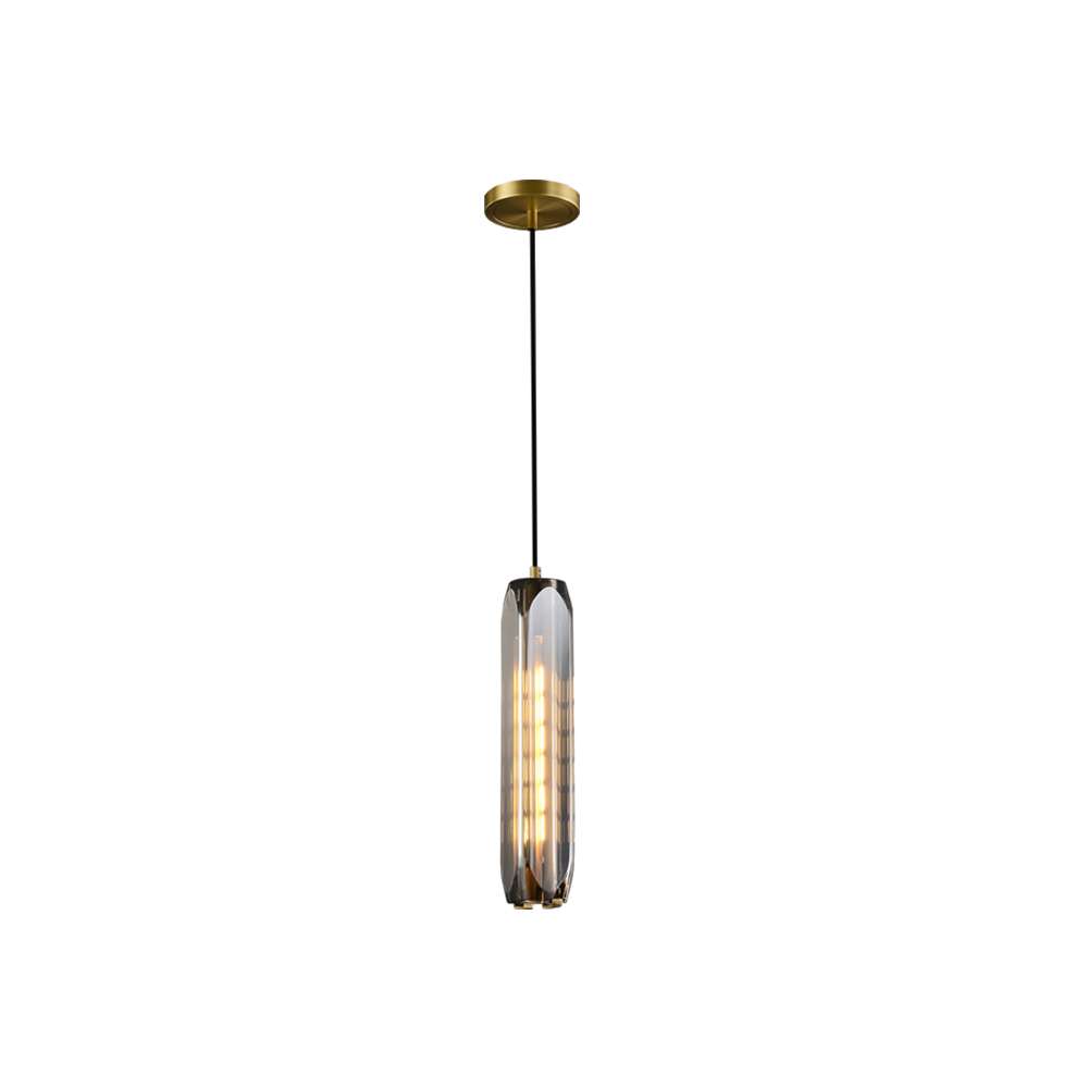 Modern Float Smoky Gray Glass Shade Cylinder Hanging Lamp - view 8
