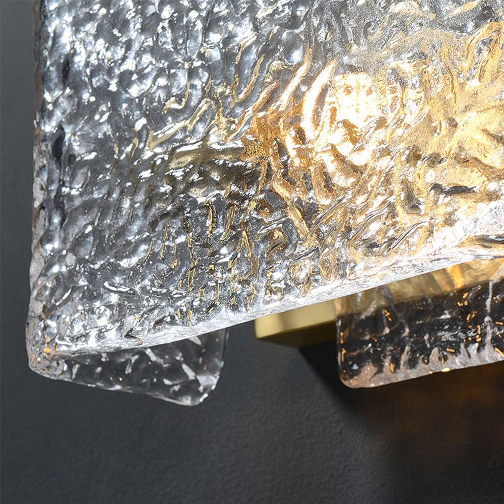 Modern Kalmar Square Clear Glass Wall Light with Brass Shade - view 6