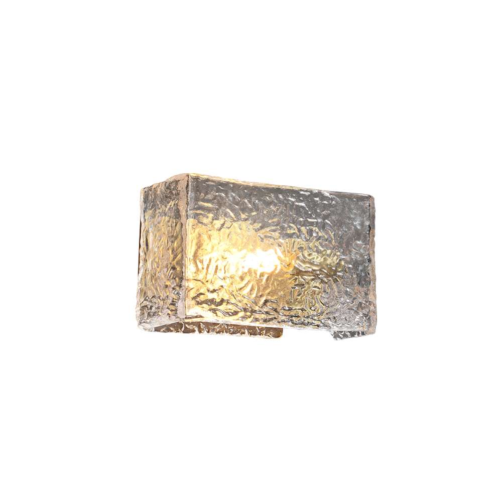 Modern Kalmar Square Clear Glass Wall Light with Brass Shade - view 8
