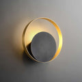 One-Light Circular Brass Wall Sconce in Black and Bronze - view 1