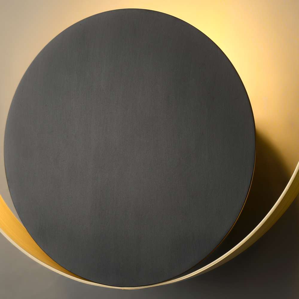 One-Light Circular Brass Wall Sconce in Black and Bronze - view 6