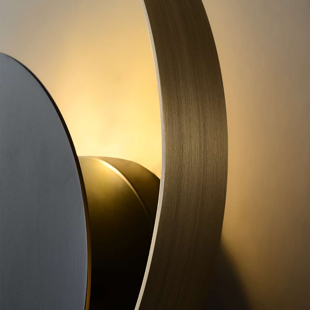 One-Light Circular Brass Wall Sconce in Black and Bronze - view 7