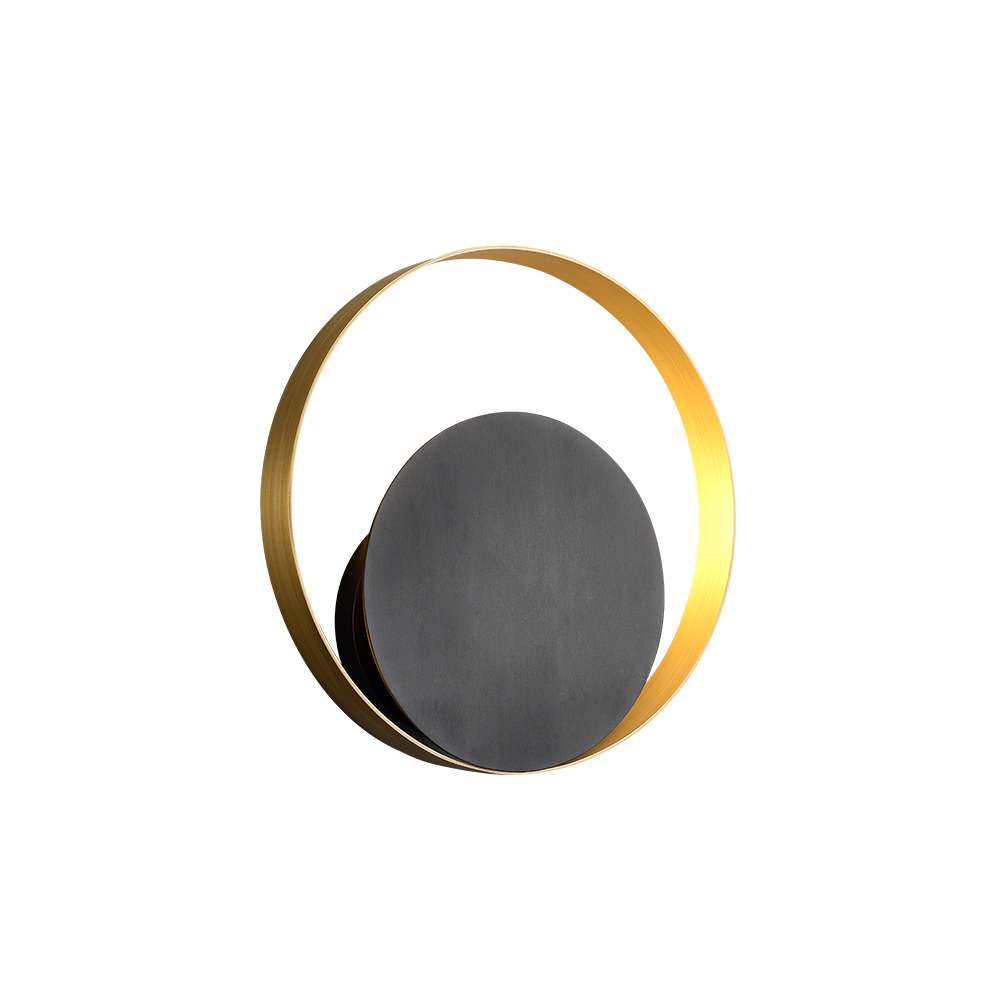 One-Light Circular Brass Wall Sconce in Black and Bronze - view 8