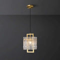Brass Geometric Pendant Lighting with Clear Glass Square Shade - view 1