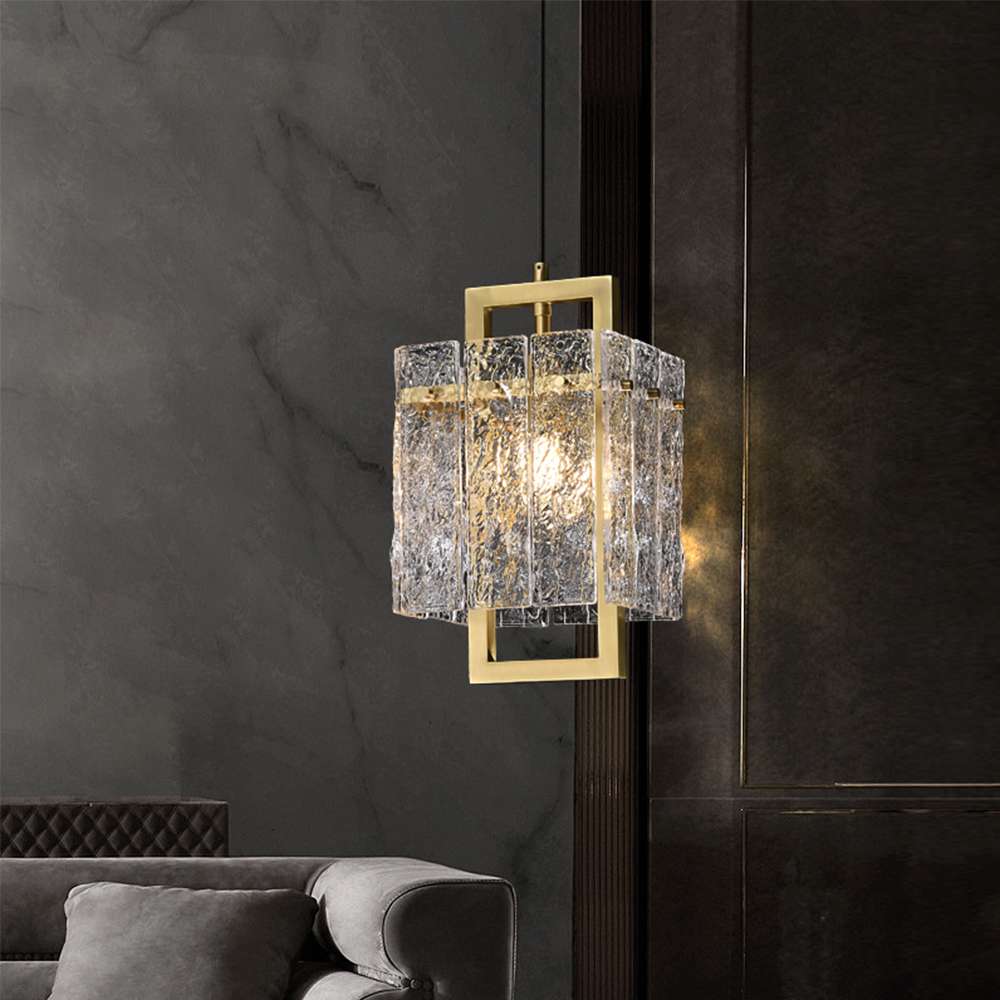 Brass Geometric Pendant Lighting with Clear Glass Square Shade - view 3