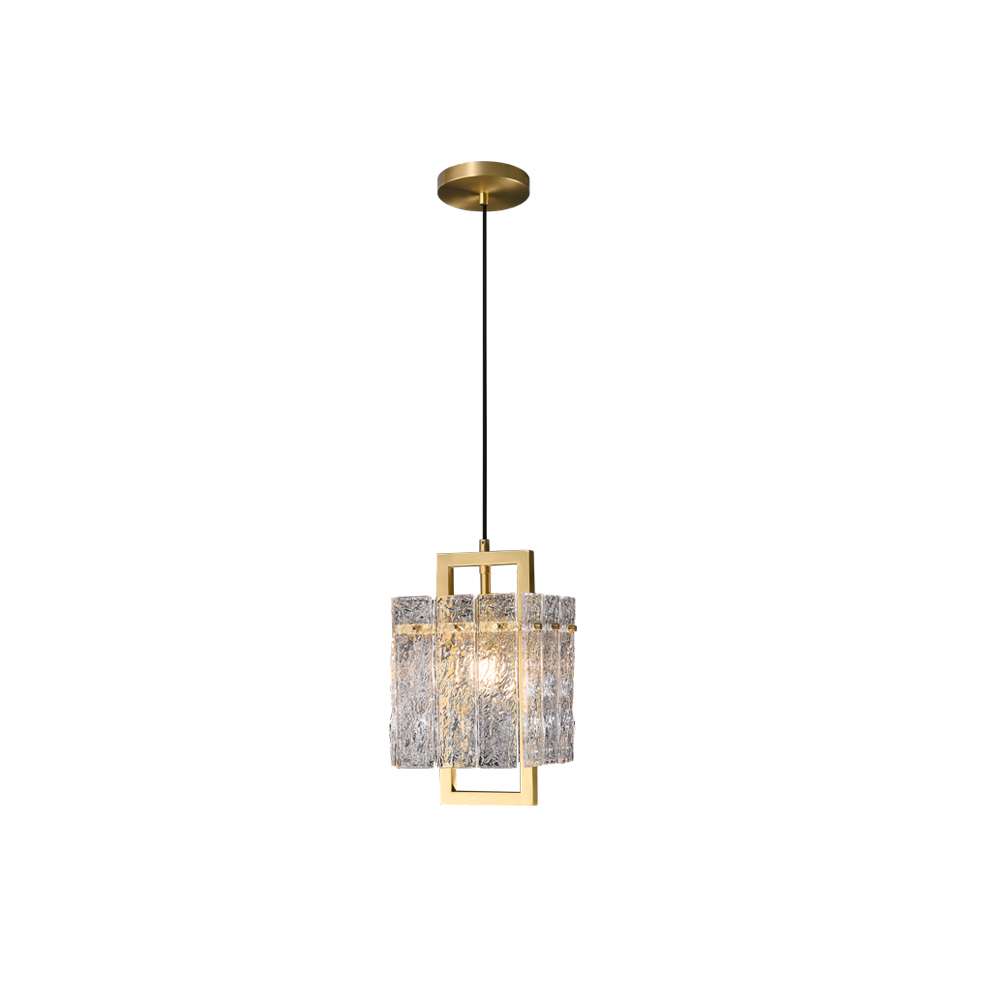 Brass Geometric Pendant Lighting with Clear Glass Square Shade - view 6