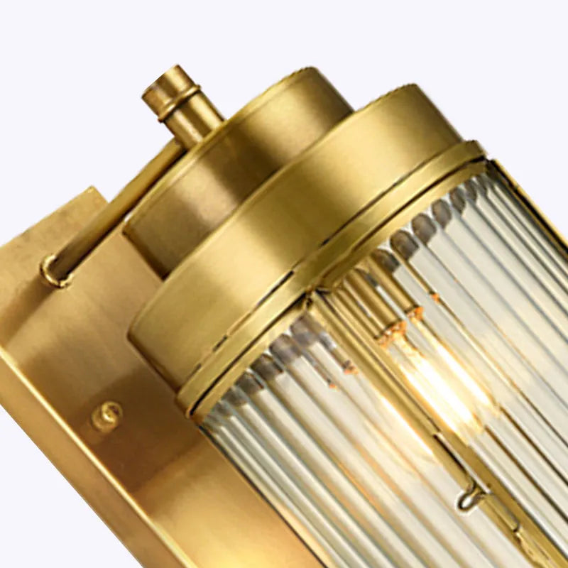 Industrial Wall Lamp Outdoor with Gold Painted Glass Shade - view 3