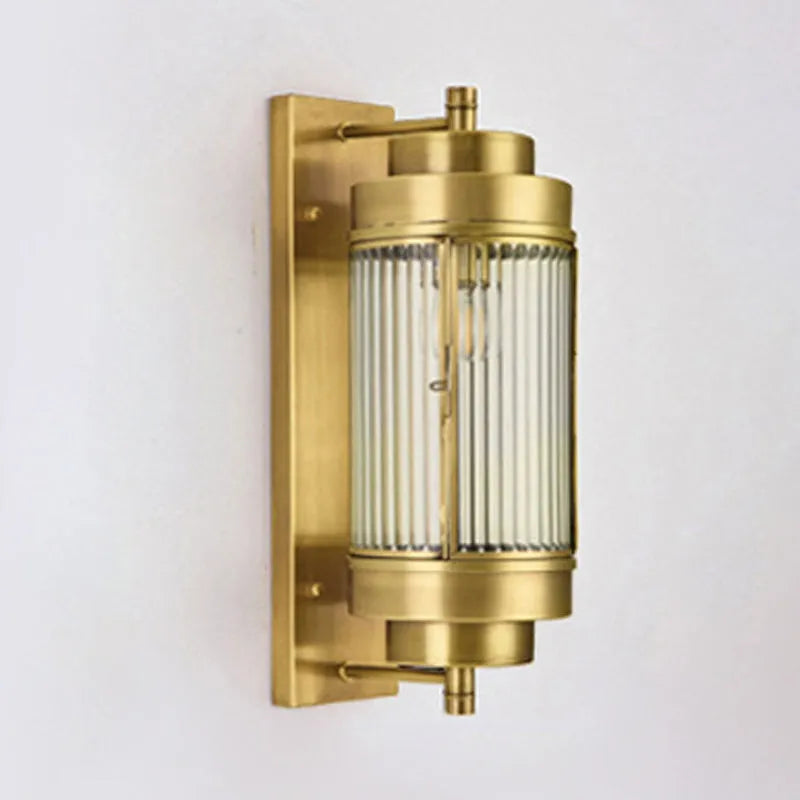 Industrial Wall Lamp Outdoor with Gold Painted Glass Shade - view 5