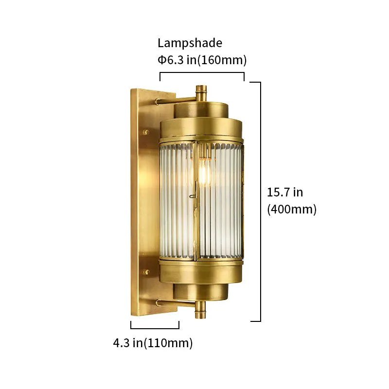 Industrial Wall Lamp Outdoor with Gold Painted Glass Shade - view 7
