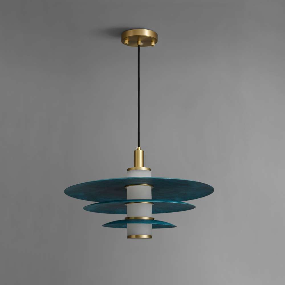 Modern 3-Layers Blue Metal Flying Saucer Hanging Lamp - view 2