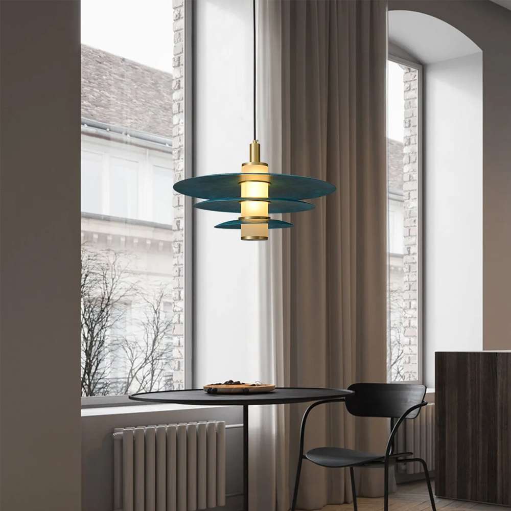 Modern 3-Layers Blue Metal Flying Saucer Hanging Lamp - view 4