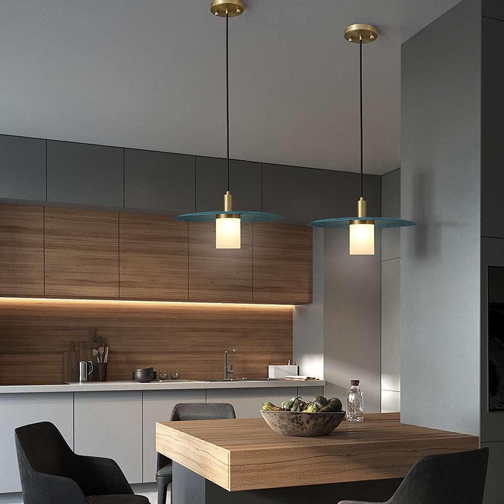 Modern 3-Layers Blue Metal Flying Saucer Hanging Lamp - view 5