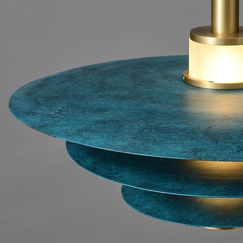 Modern 3-Layers Blue Metal Flying Saucer Hanging Lamp - view 6