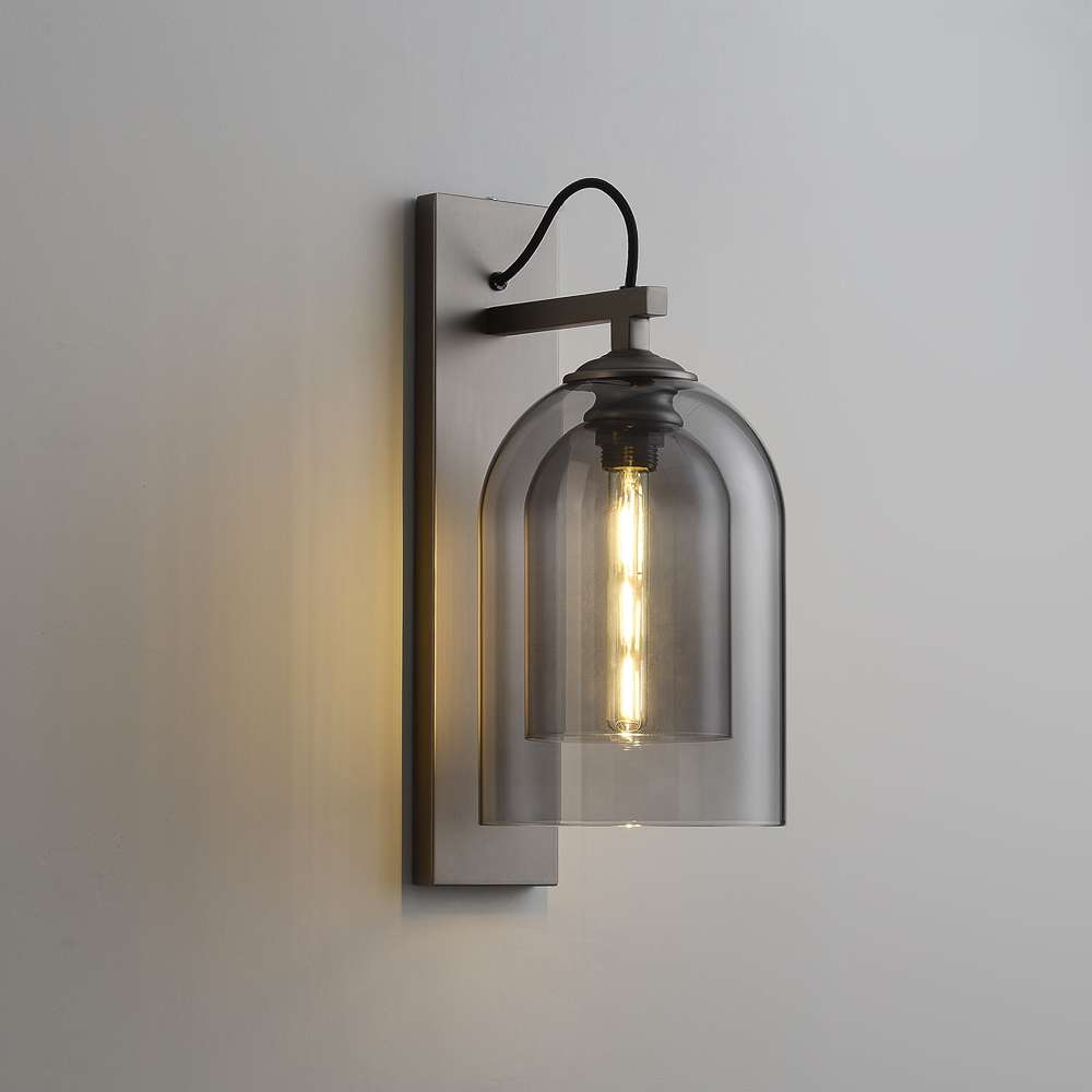 Modern Cloche Petite Matte Black Glass Wall Sconces - view 1