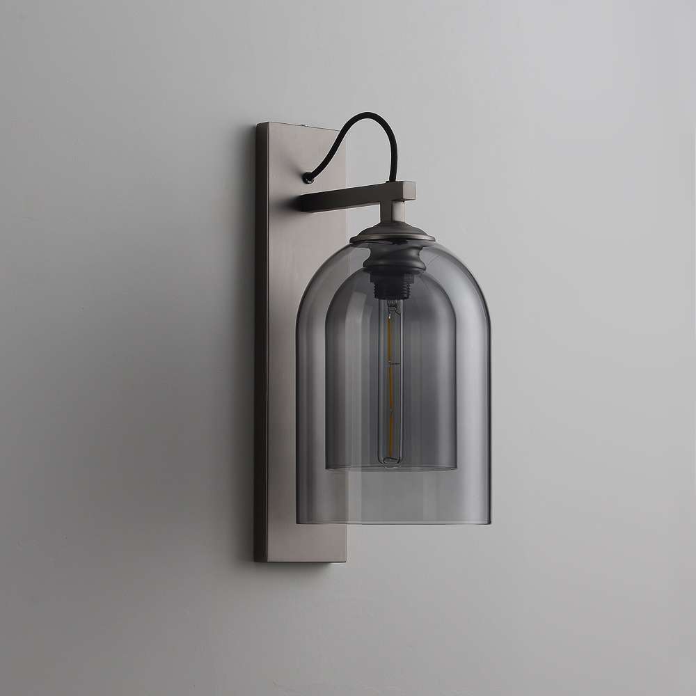 Modern Cloche Petite Matte Black Glass Wall Sconces - view 2