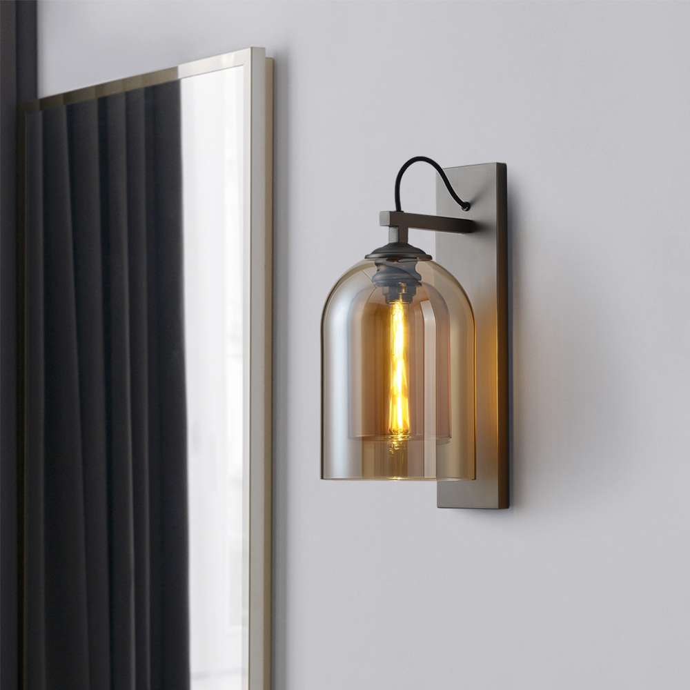 Modern Cloche Petite Matte Black Glass Wall Sconces - view 3