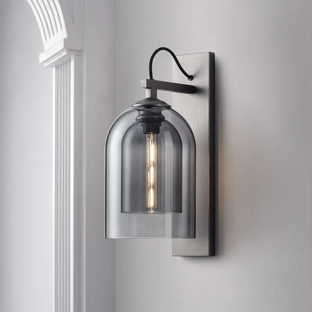 Modern Cloche Petite Matte Black Glass Wall Sconces - view 4