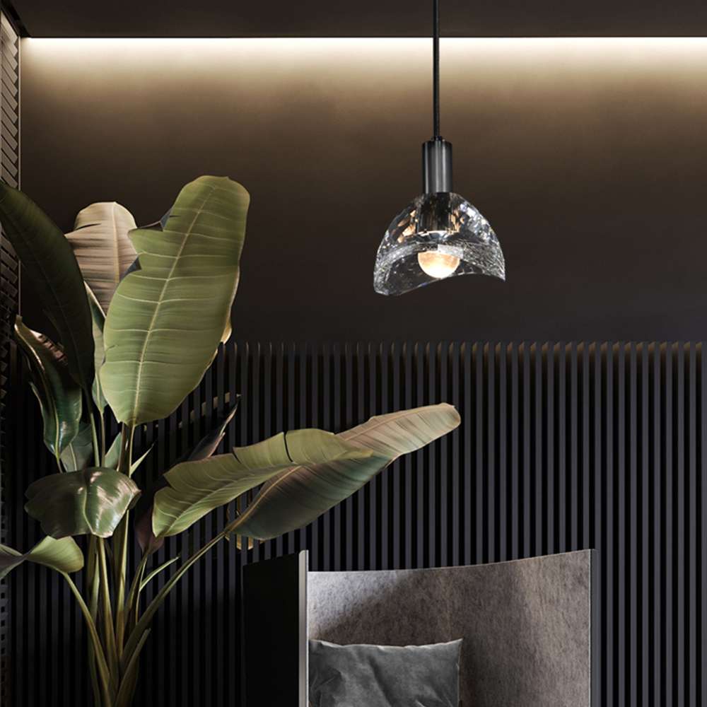 Modern Einstein Clear Glass Pendant Lights in Black - view 5