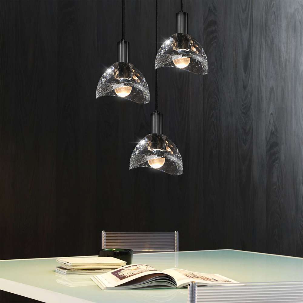 Modern Einstein Clear Glass Pendant Lights in Black - view 6