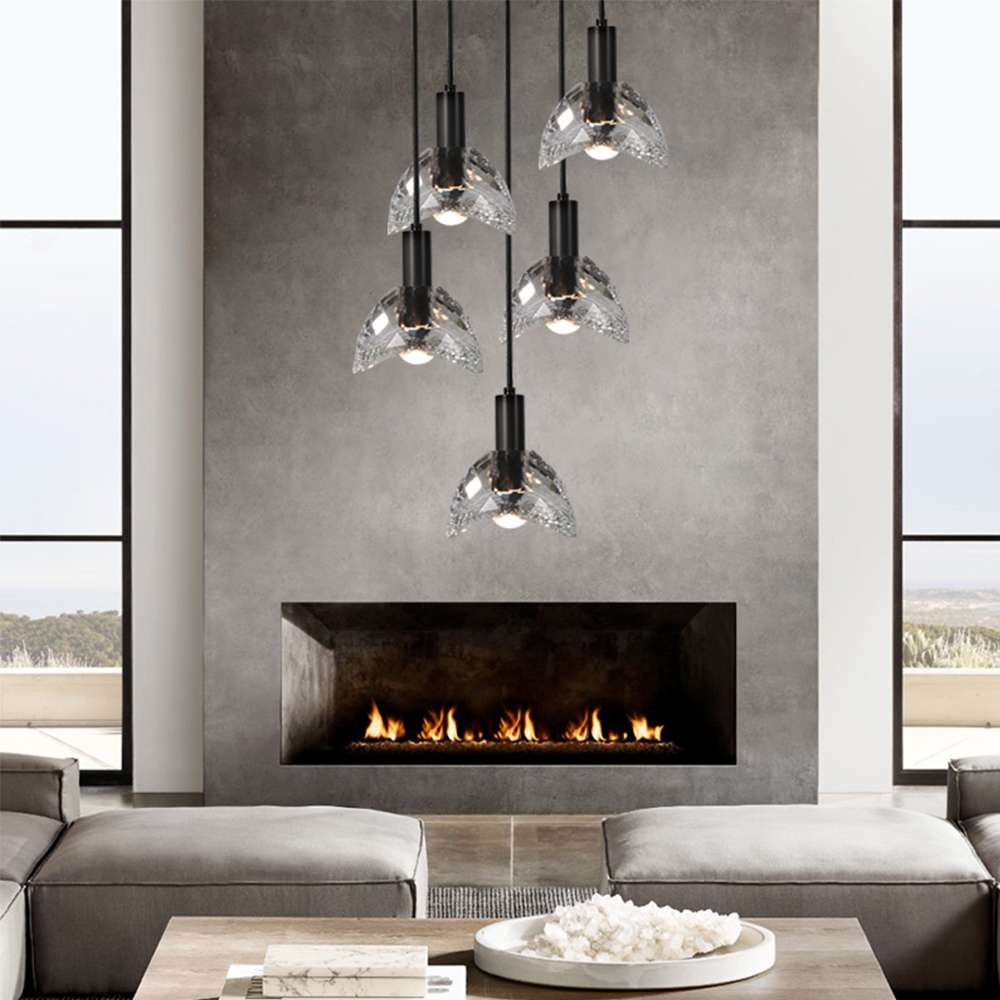 Modern Einstein Clear Glass Pendant Lights in Black - view 7