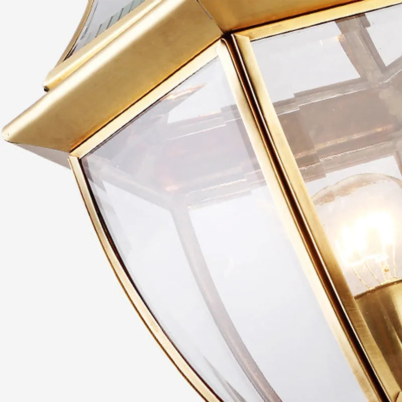 Vintage Metal & Glass Outdoor Wall Lighting in Gold - view 5