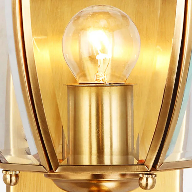 Vintage Metal & Glass Outdoor Wall Lighting in Gold - view 6