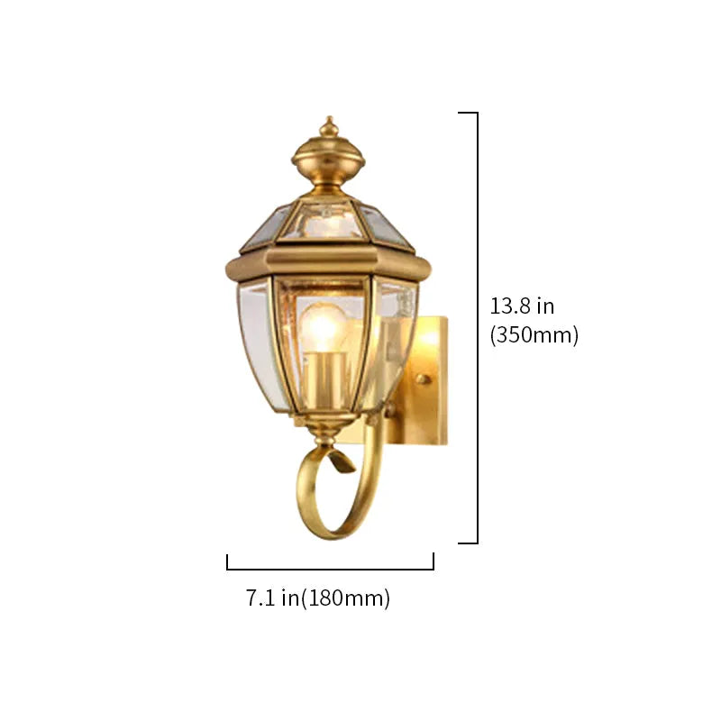 Vintage Metal & Glass Outdoor Wall Lighting in Gold - view 8