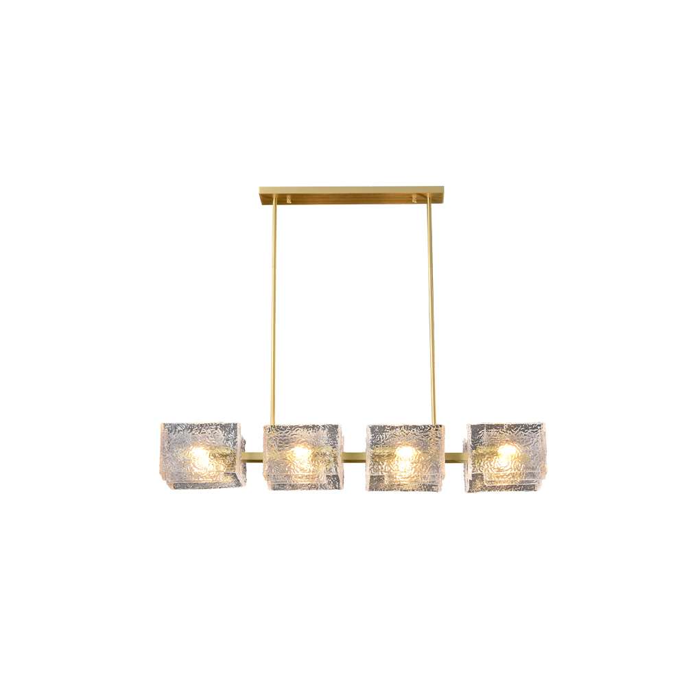 Square Clear Glass Shade Linear Modern Chandelier Lights - view 10
