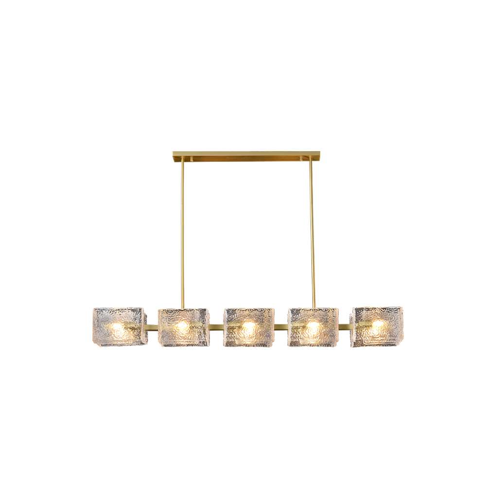 Square Clear Glass Shade Linear Modern Chandelier Lights - view 11