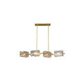 Square Clear Glass Shade Linear Modern Chandelier Lights - view 8