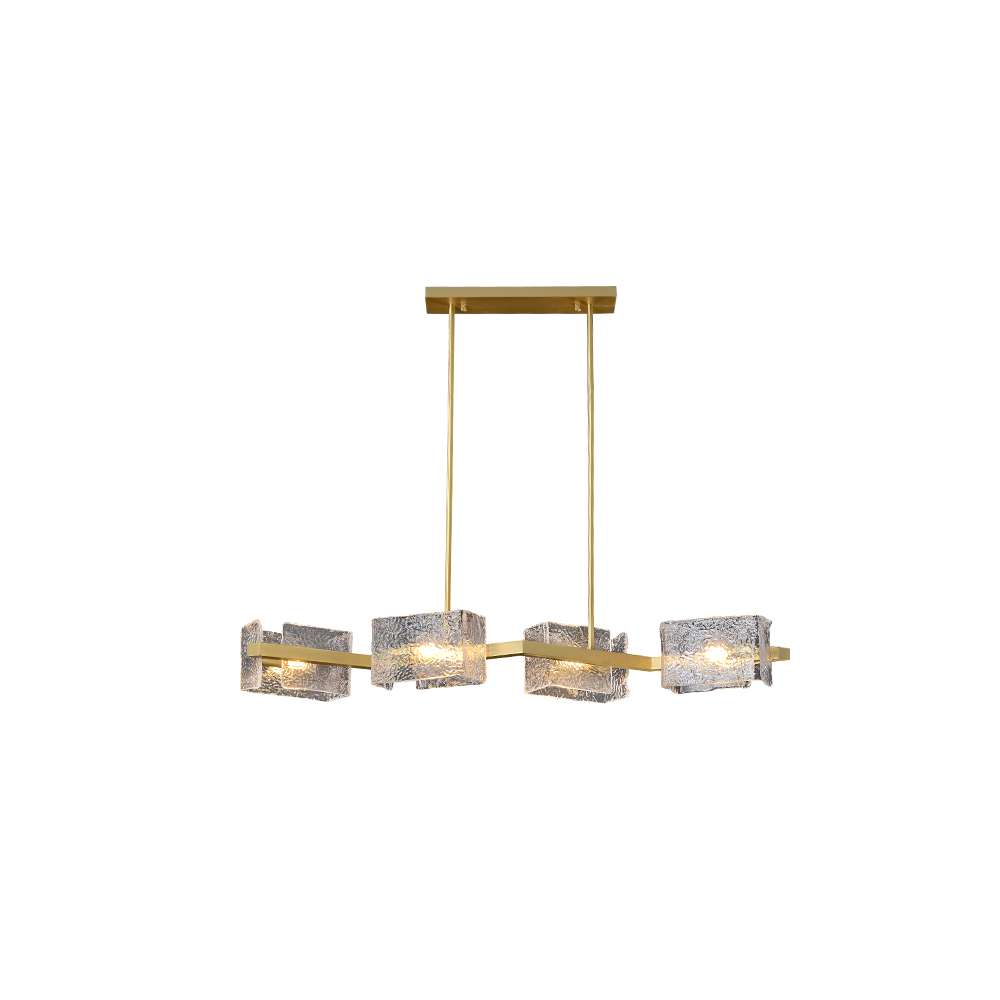 Square Clear Glass Shade Linear Modern Chandelier Lights - view 8