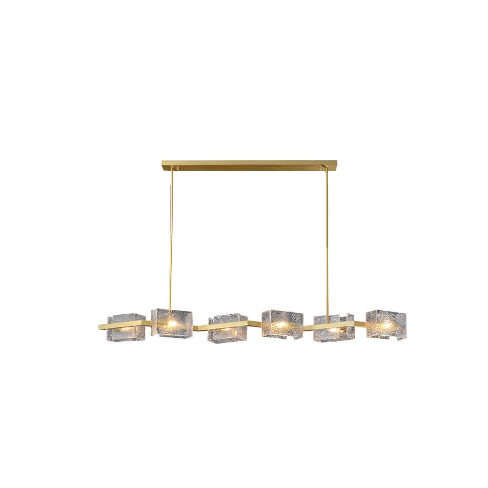 Square Clear Glass Shade Linear Modern Chandelier Lights - view 9