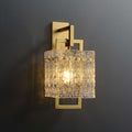 One-Light Square Clear Glass and Brass Wall Sconce - view 1