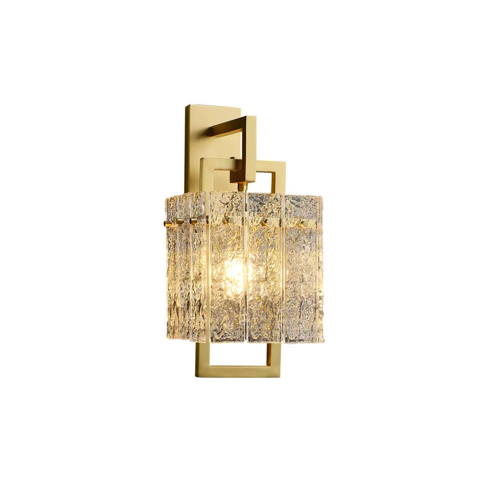 One-Light Square Clear Glass and Brass Wall Sconce - view 6