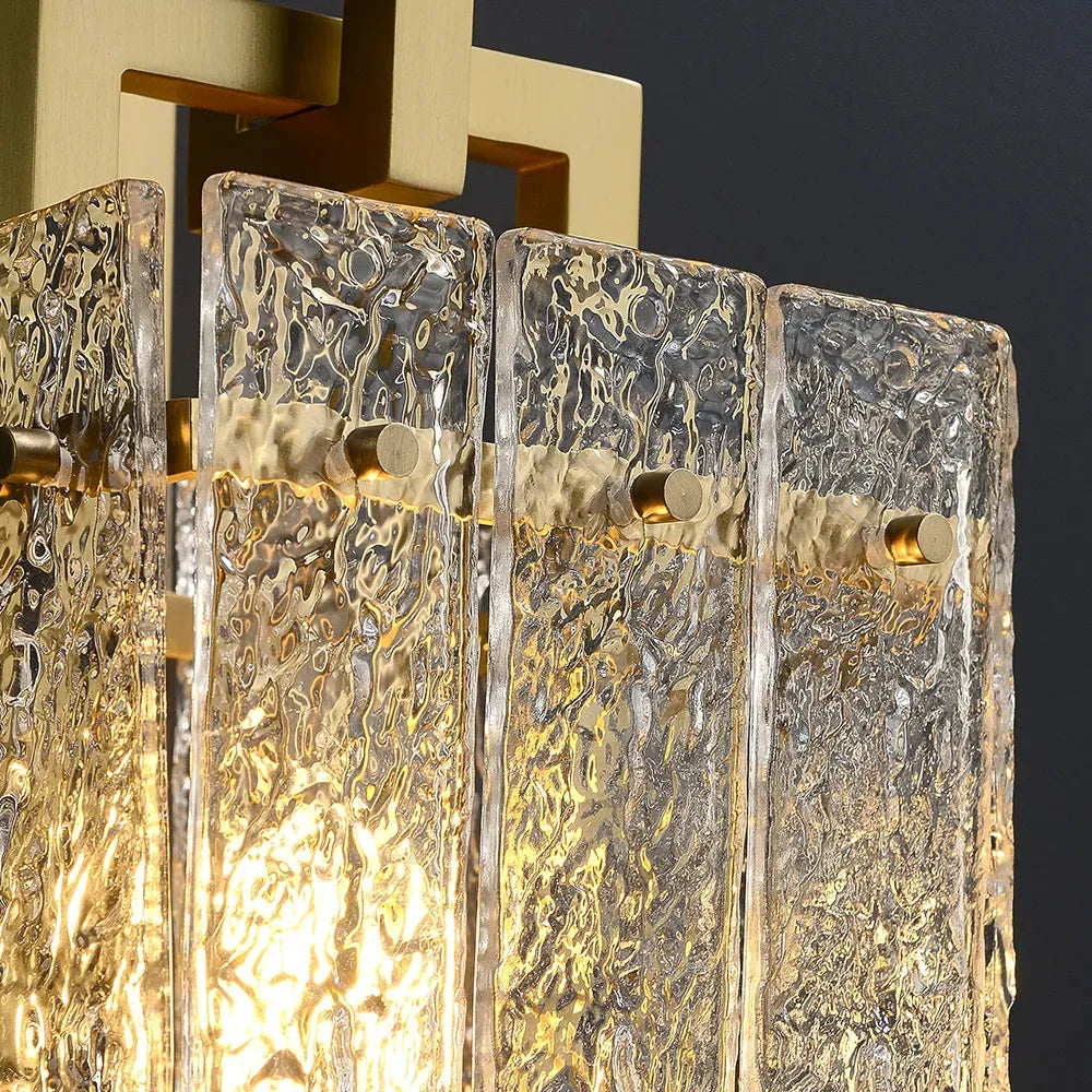 One-Light Square Clear Glass and Brass Wall Sconce - view 7