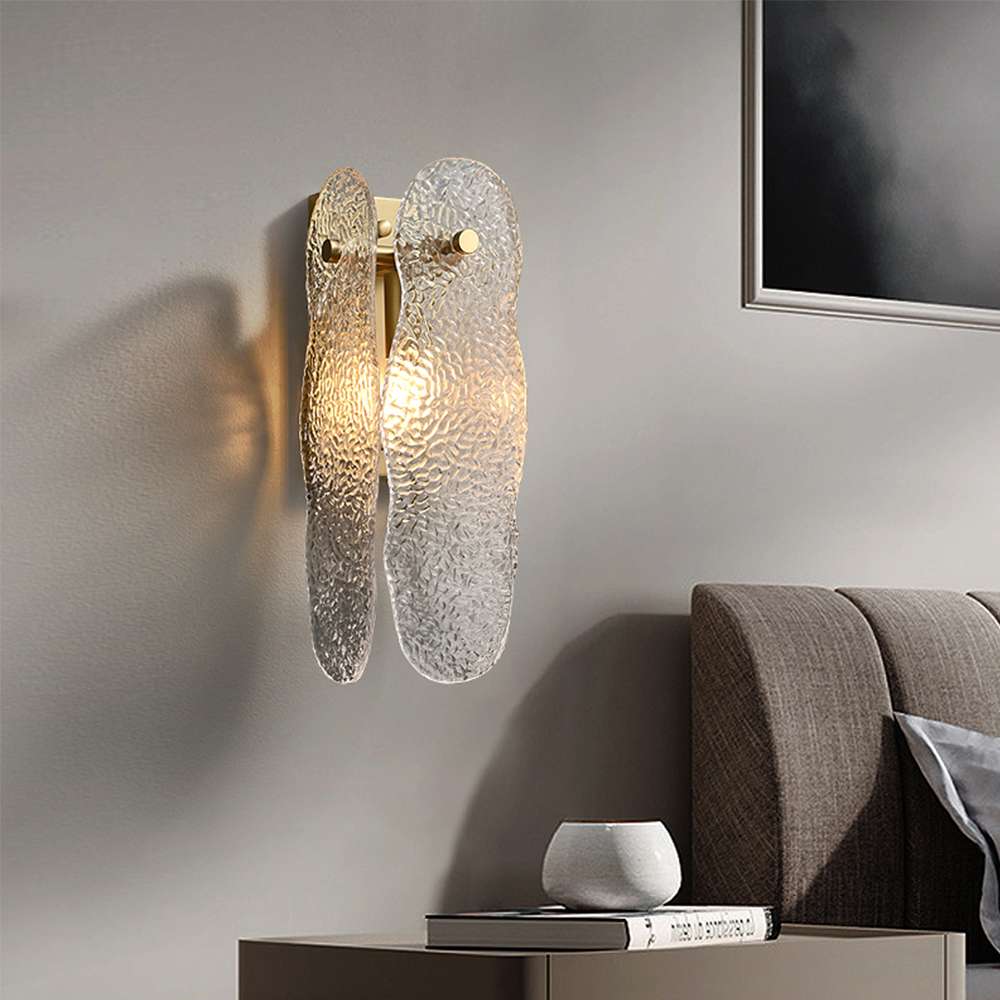 Modern 1-Light Glass Wall Sconces with Water Ripple - view 3