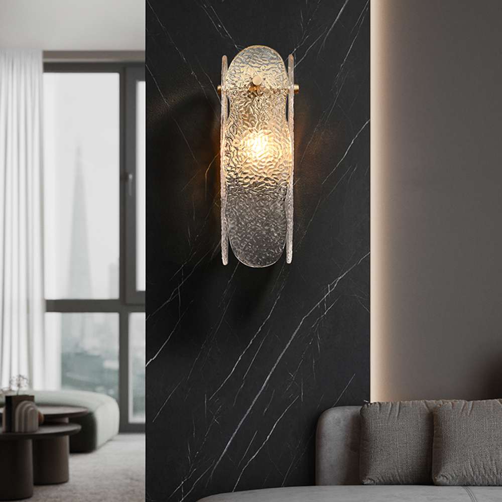 Modern 1-Light Glass Wall Sconces with Water Ripple - view 4