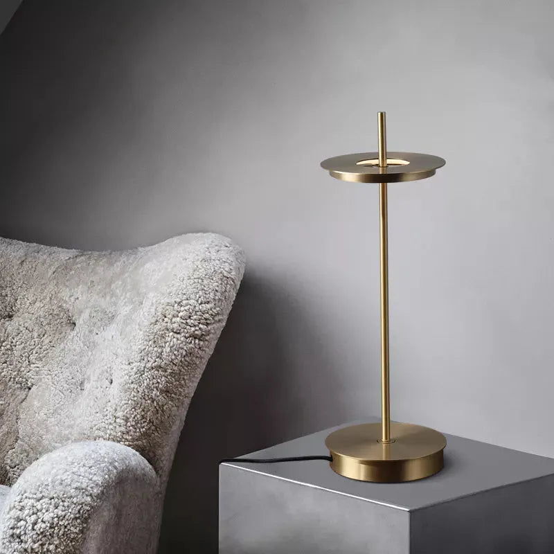 Mid Century Modern Asteria Brass Shade Table Lamps - view 2