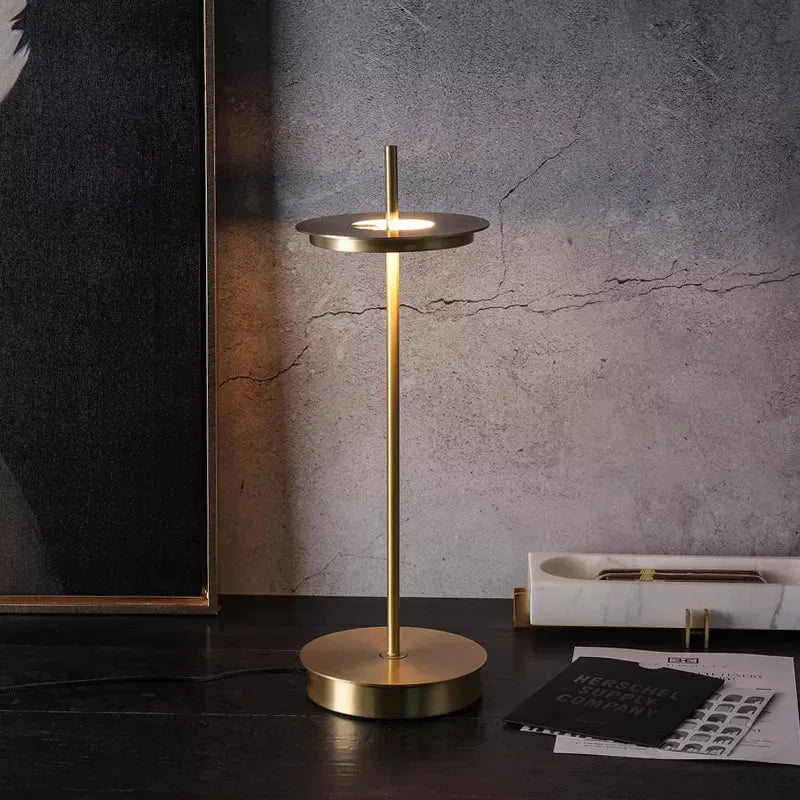 Mid Century Modern Asteria Brass Shade Table Lamps - view 3