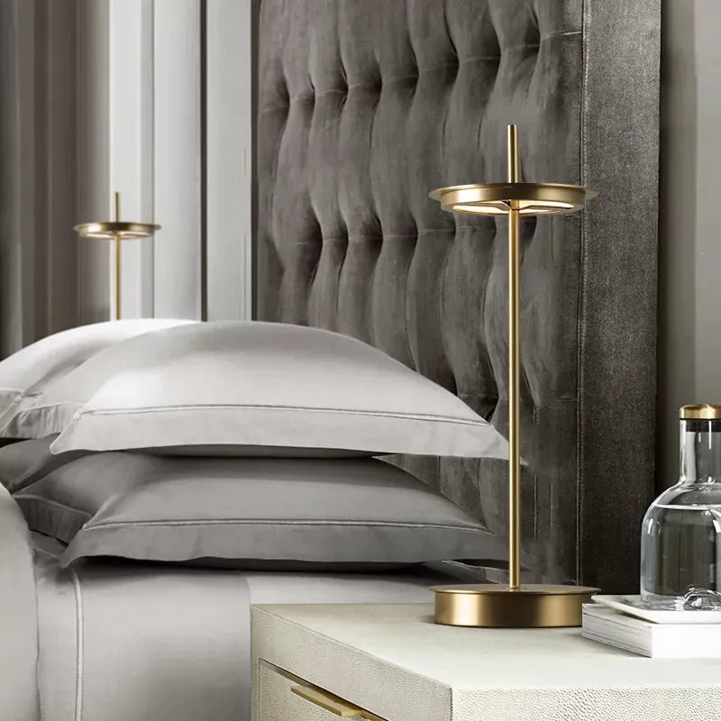 Mid Century Modern Asteria Brass Shade Table Lamps - view 4