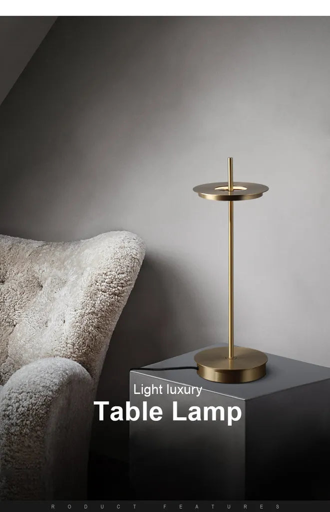 Mid Century Modern Asteria Brass Shade Table Lamps - view 5