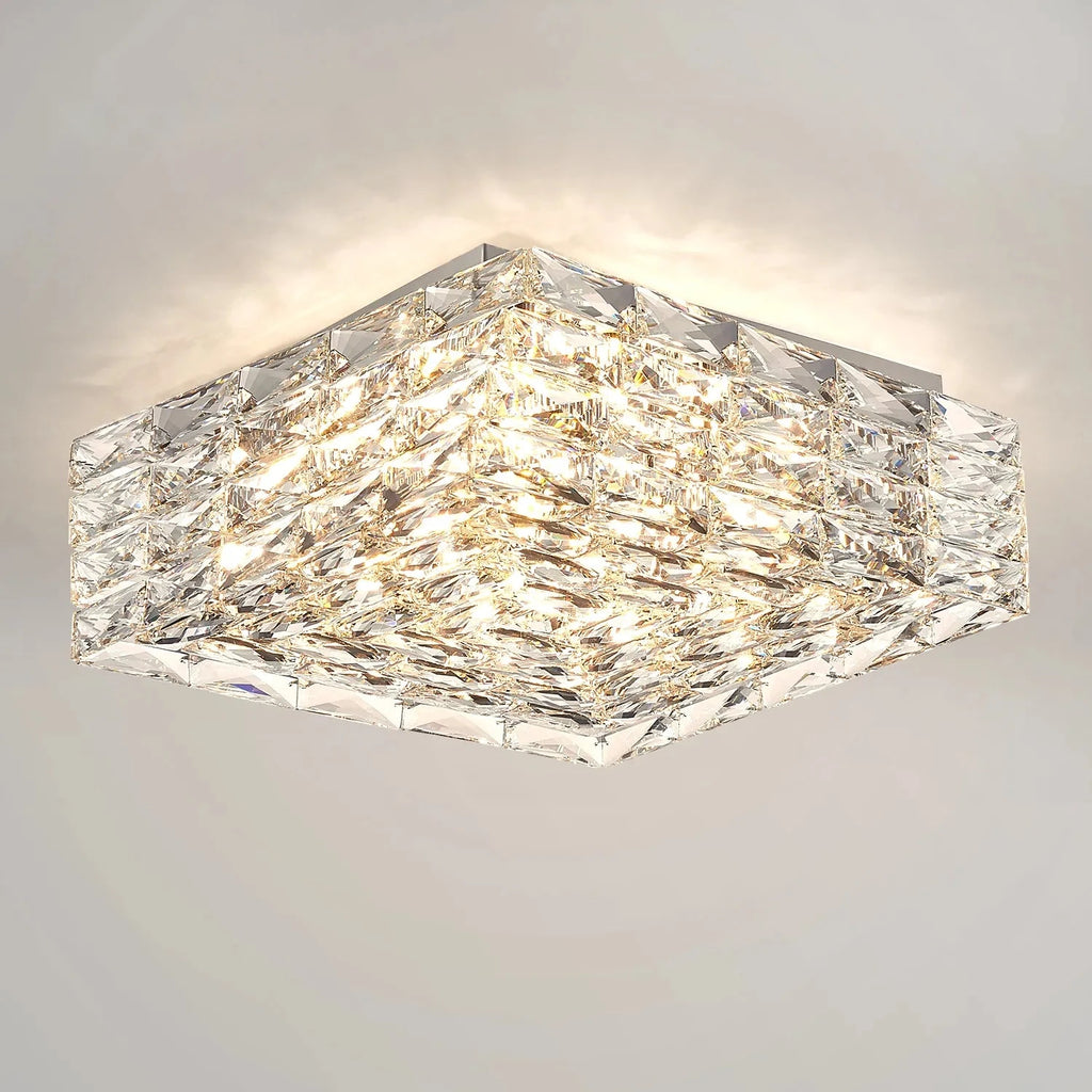 Contemporary Square Clear Kitchen Crystal Ceiling Light - view 1