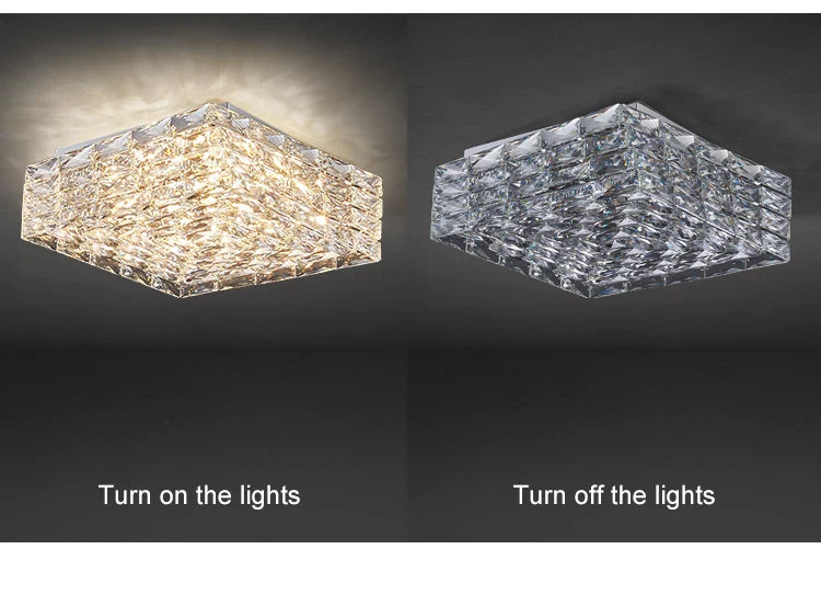 Contemporary Square Clear Kitchen Crystal Ceiling Light - view 10
