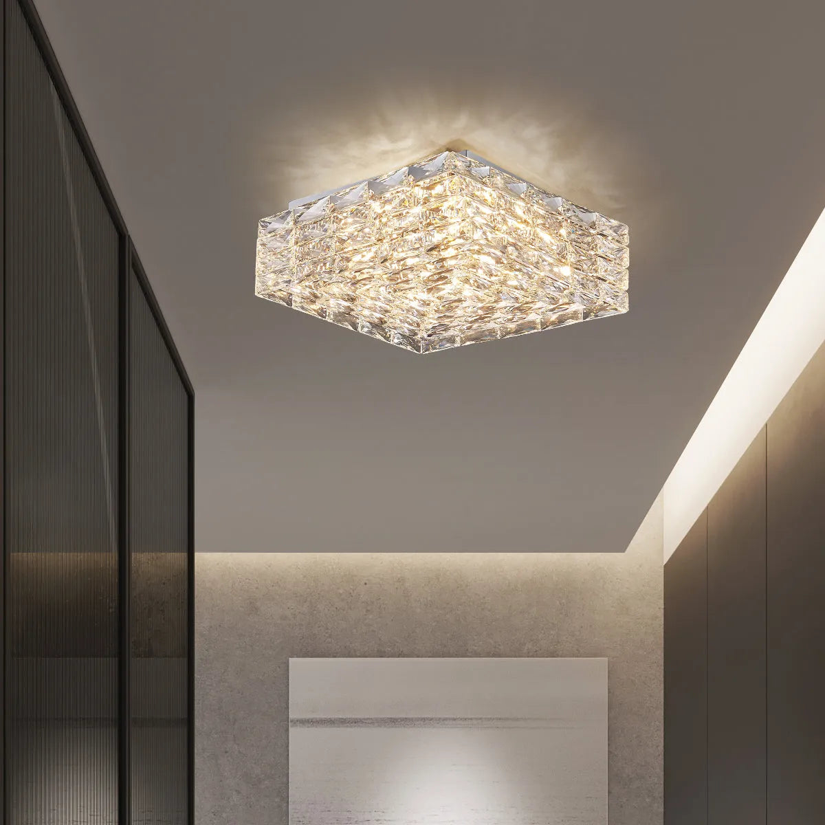 Contemporary Square Clear Kitchen Crystal Ceiling Light - view 3