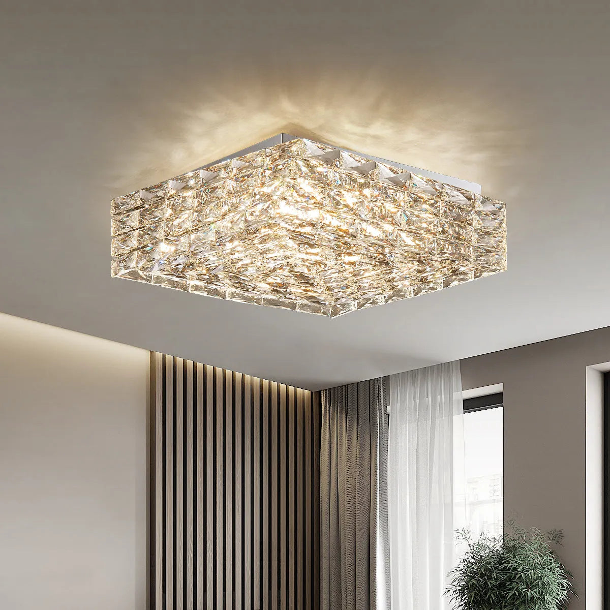 Contemporary Square Clear Kitchen Crystal Ceiling Light - view 4